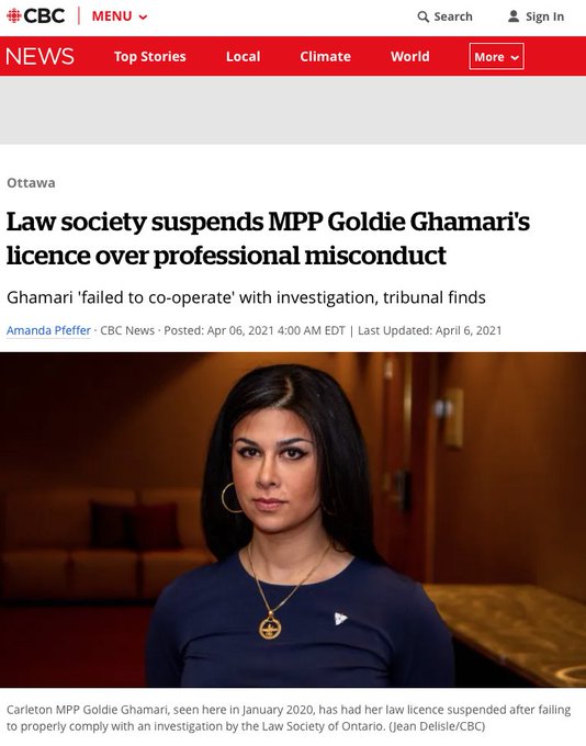 Goldie Ghamari, suppended Ontario lawyer due to misconduct